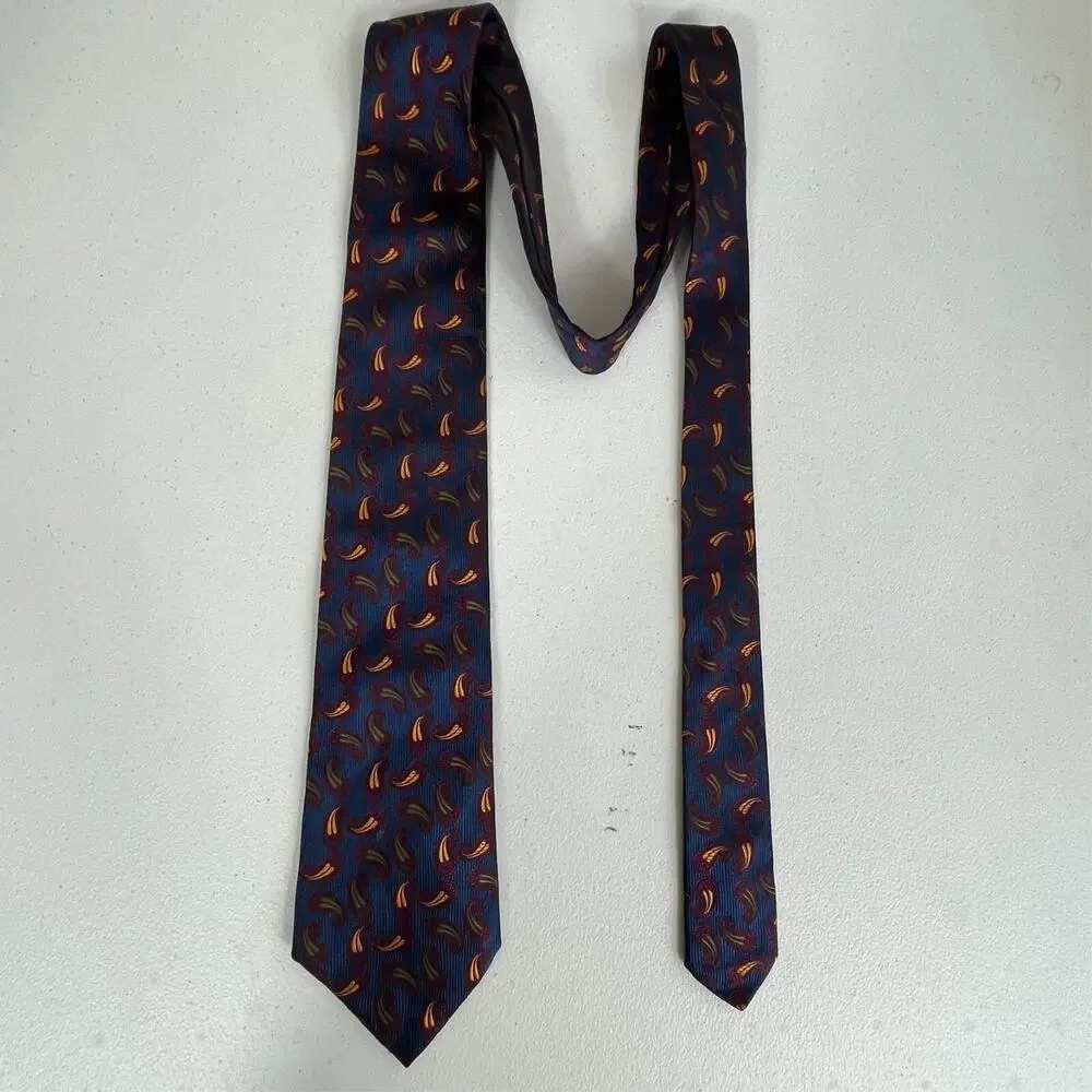 Charvet Place Vendome 100% Silk Men's Necktie Paisley Blue Made in France Satin